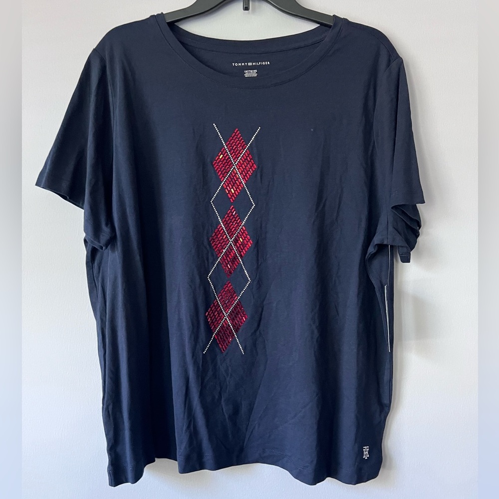 Tommy Hilfiger Women’s Plus Size Argyle T-Shirt Size 1X